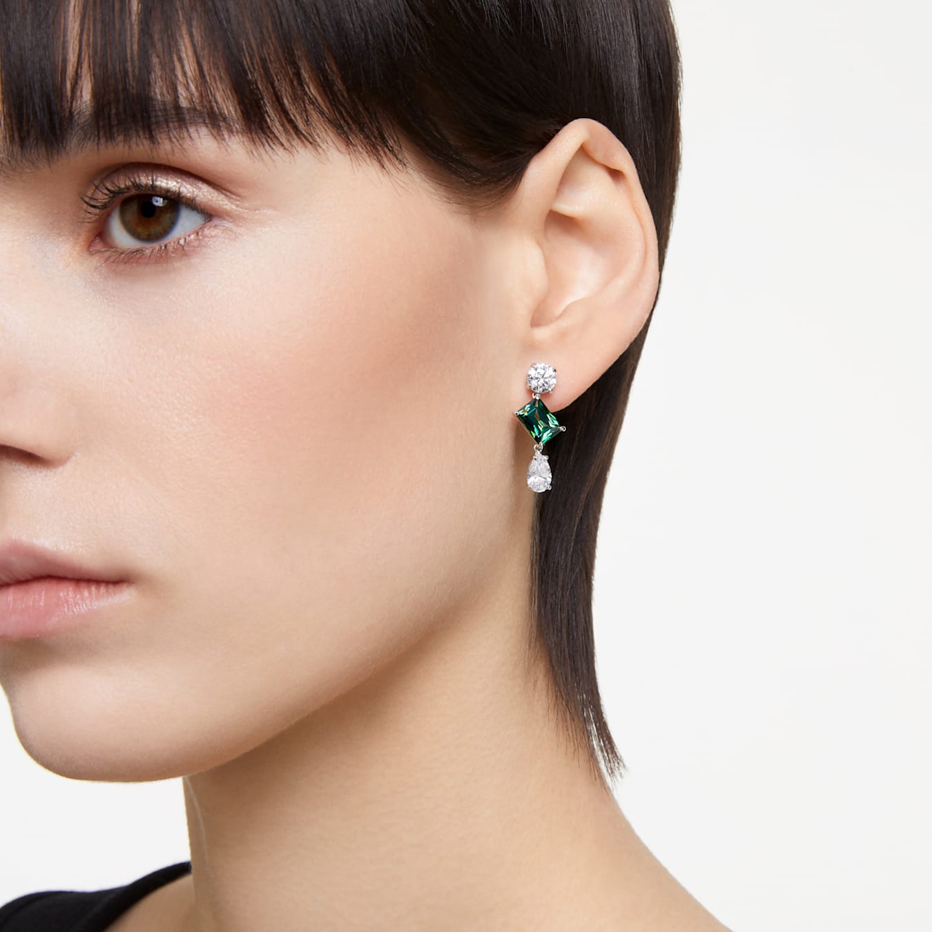 Pendientes Mesmera, Tallas mixtas, Verdes, Baño de rodio