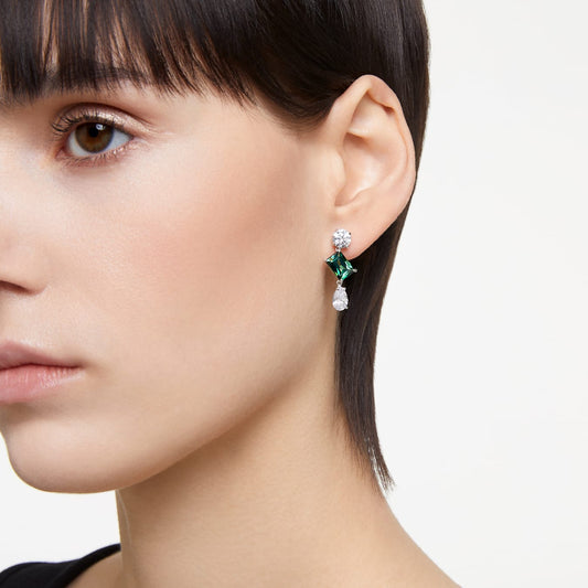 Pendientes Mesmera, Tallas mixtas, Verdes, Baño de rodio