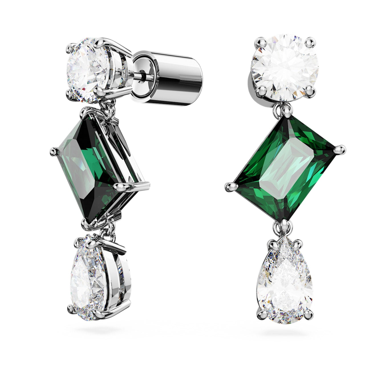 Pendientes Mesmera, Tallas mixtas, Verdes, Baño de rodio