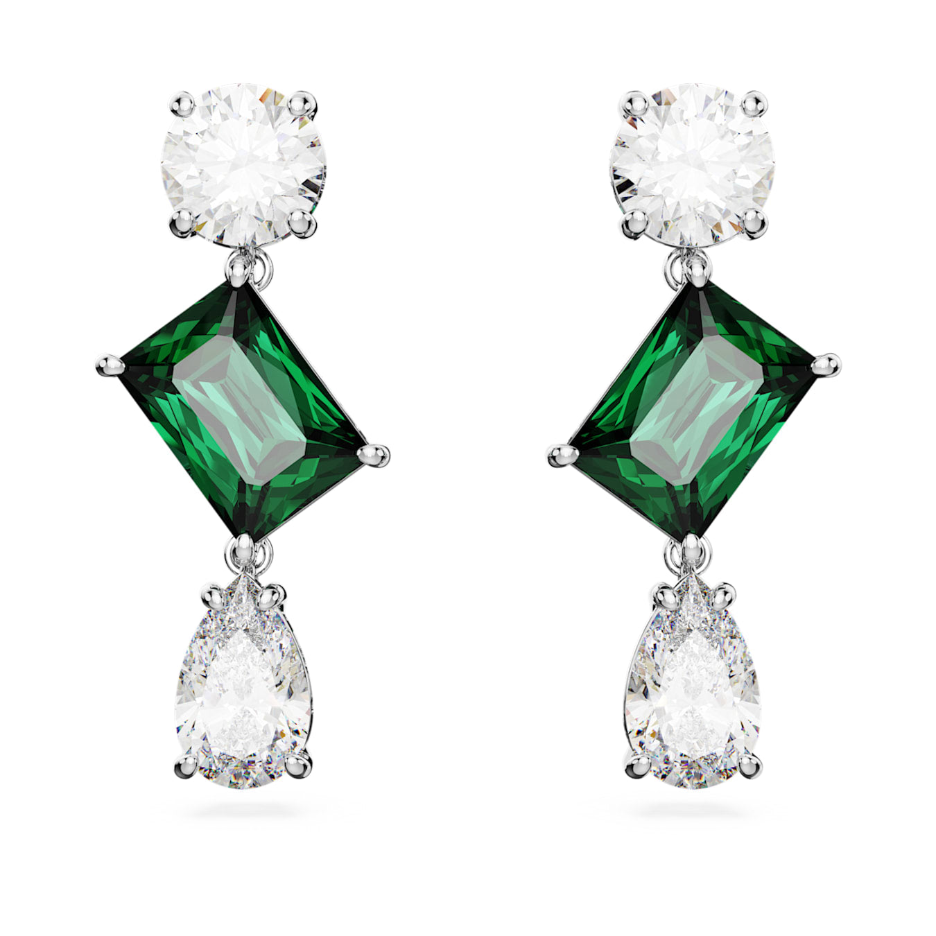 Pendientes Mesmera, Tallas mixtas, Verdes, Baño de rodio