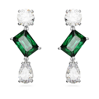 Pendientes Mesmera, Tallas mixtas, Verdes, Baño de rodio