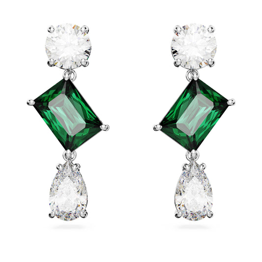 Pendientes Mesmera, Tallas mixtas, Verdes, Baño de rodio