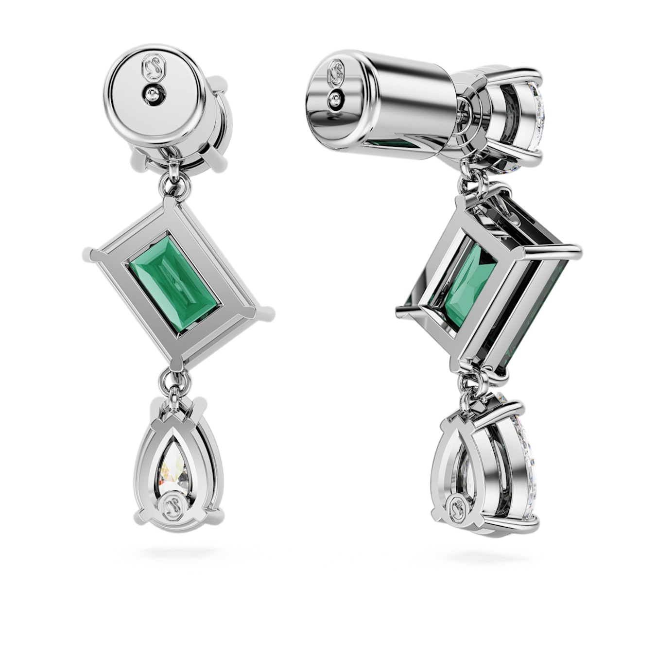 Pendientes Mesmera, Tallas mixtas, Verdes, Baño de rodio