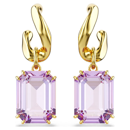 Pendientes Millenia Talla octogonal, Morado, Baño tono oro