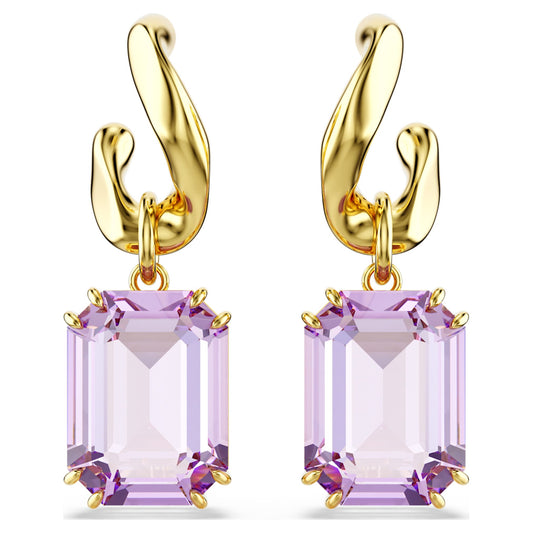 Pendientes Millenia Talla octogonal, Morado, Baño tono oro