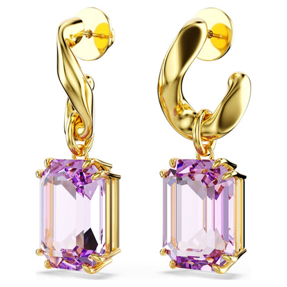 Pendientes Millenia Talla octogonal, Morado, Baño tono oro