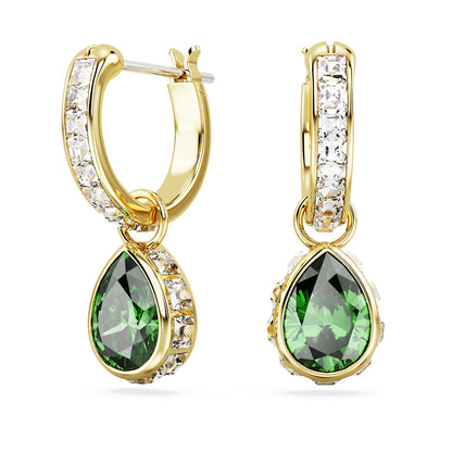 Pendientes Chroma, Talla pera, Verdes, Baño tono oro