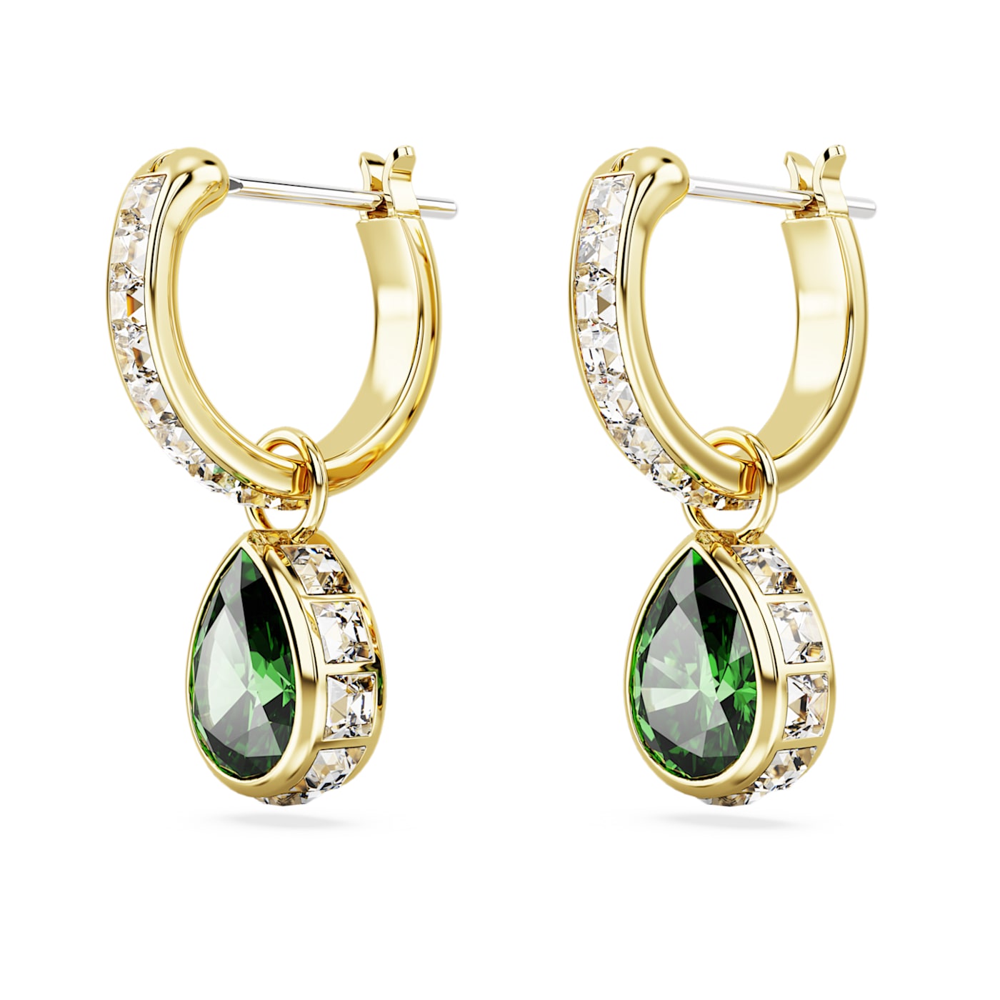 Pendientes Chroma, Talla pera, Verdes, Baño tono oro