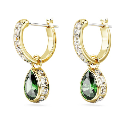 Pendientes Chroma, Talla pera, Verdes, Baño tono oro