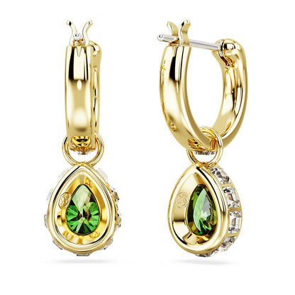 Pendientes Chroma, Talla pera, Verdes, Baño tono oro