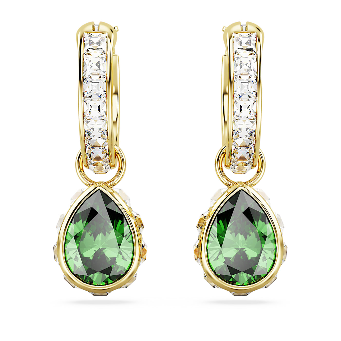 PAVEL'S - Pendientes Para Mujer Con Un Cristal Azul Verde Rodeado De Cristales Brillantes De Color Blanco, Incluye Una Elegante Caja De Regalo Y Bolsa De Brillo