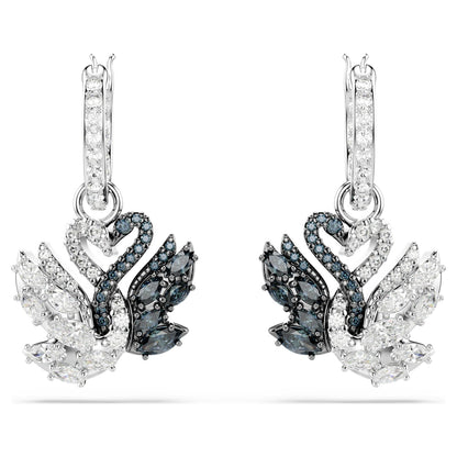 Pendientes Swan Cisne, Negros, Combinación de acabados metálicos