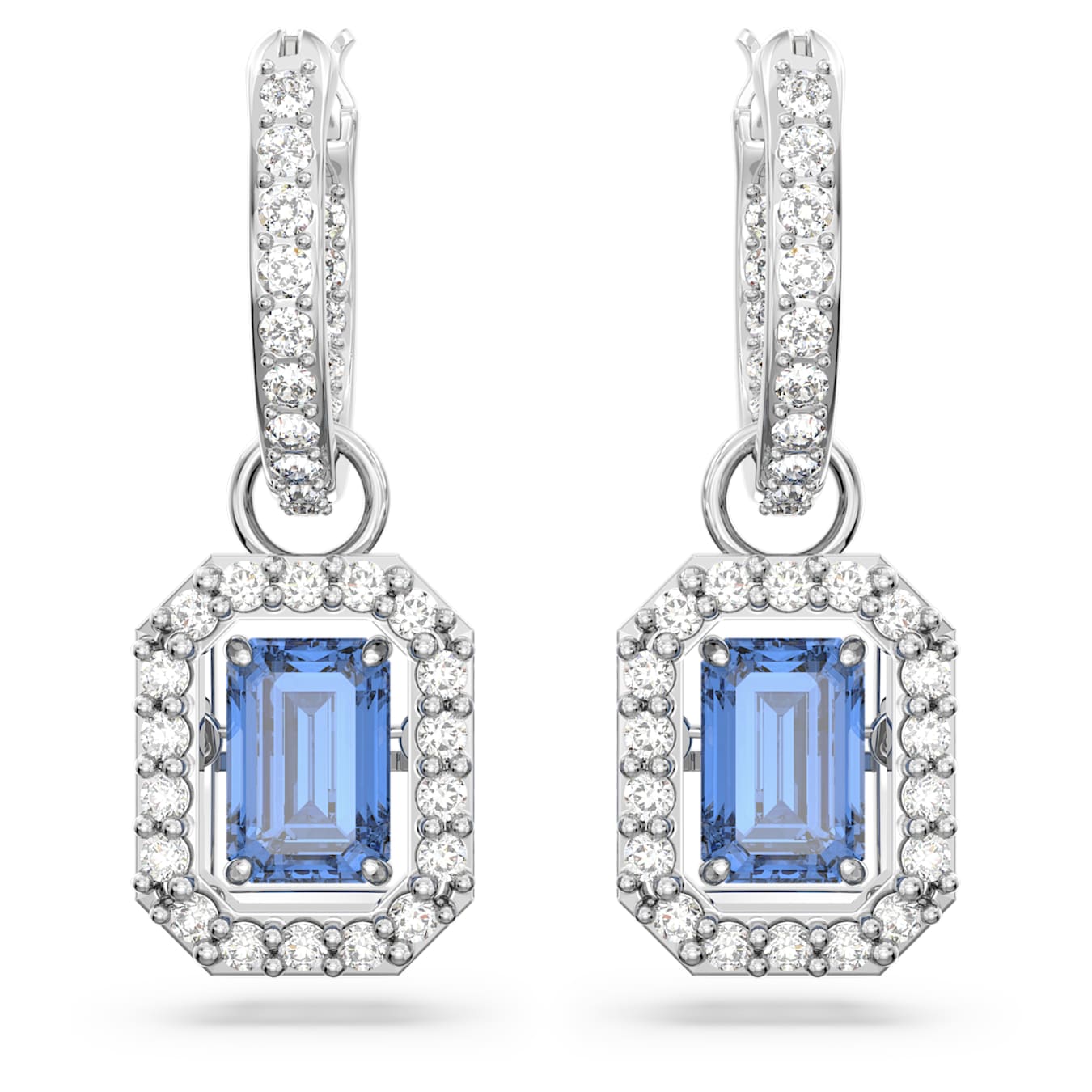 Pendientes Una Talla octogonal, Azules, Baño de rodio
