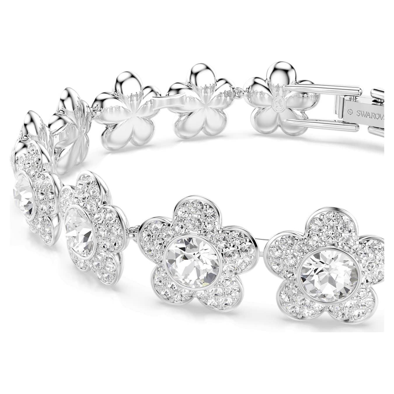 Pulsera Ariana Grande x Swarovski Talla redonda, Flor, Blanca, Baño de rodio