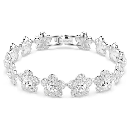 Pulsera Ariana Grande x Swarovski Talla redonda, Flor, Blanca, Baño de rodio
