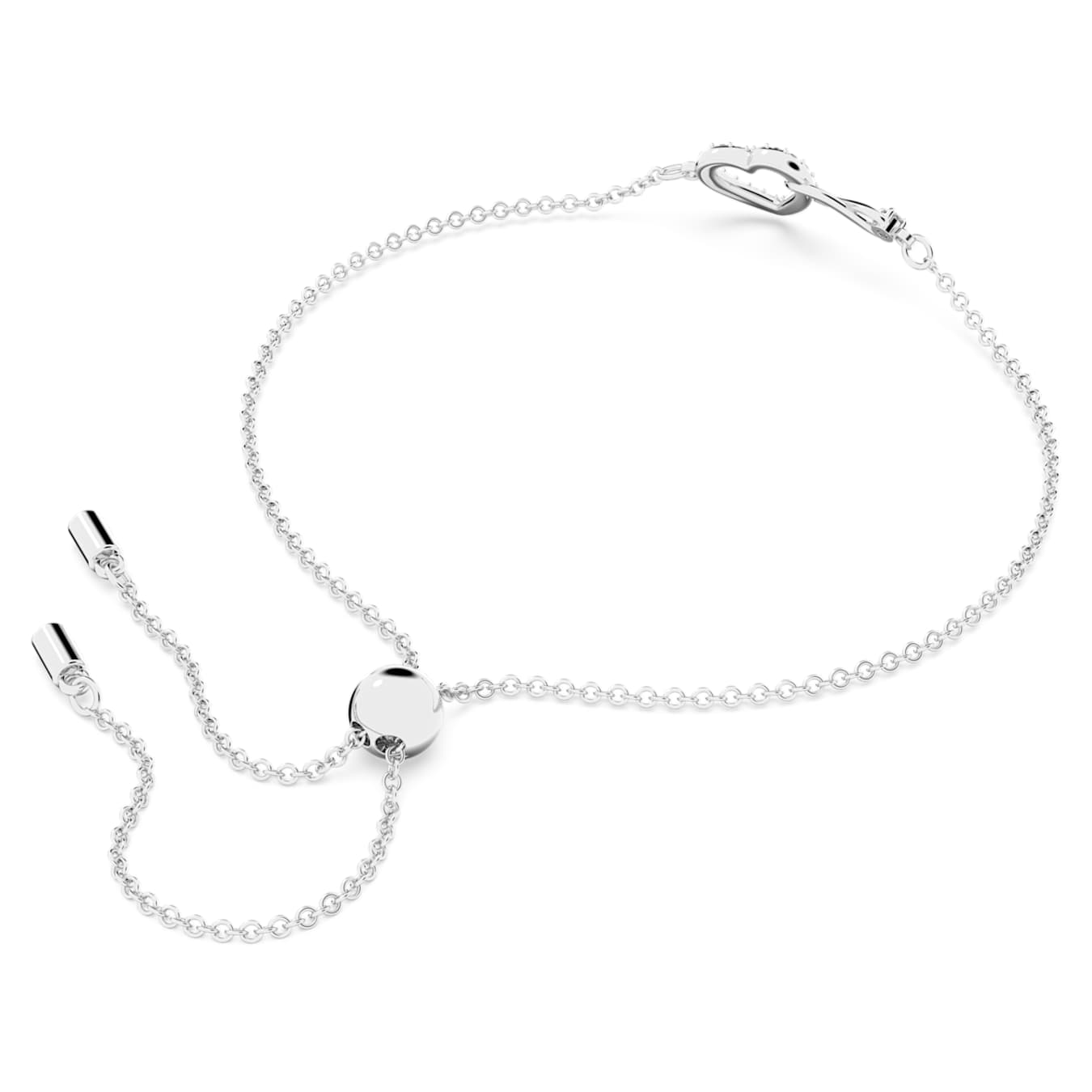 Pulsera Hyperbola Infinity y corazón, Blanca, Baño de rodio