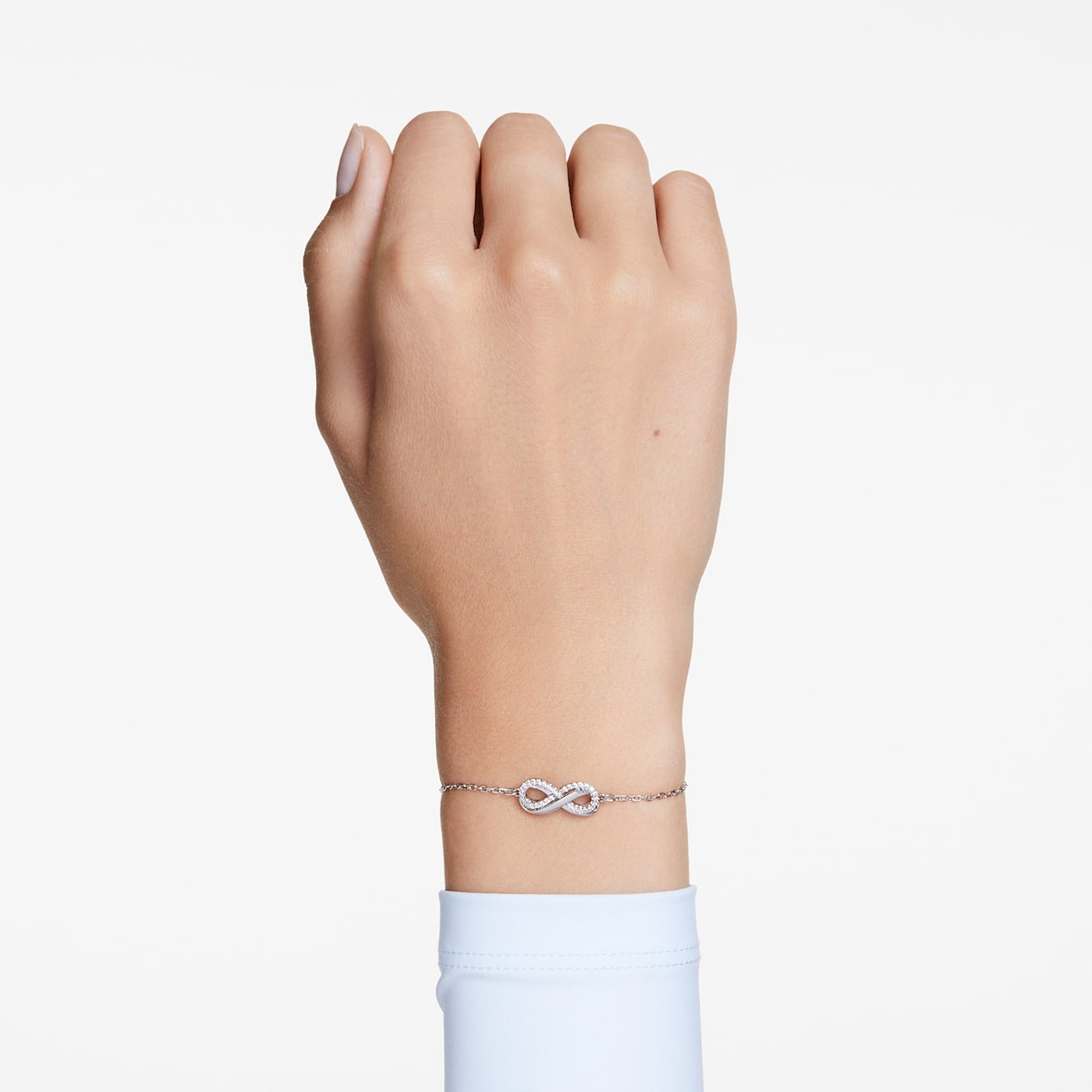 Pulsera Hyperbola, Símbolo del infinito, Blanca, Baño de rodio