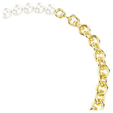 Pulsera Idyllia Perla de cristal, Blanca, Baño tono oro