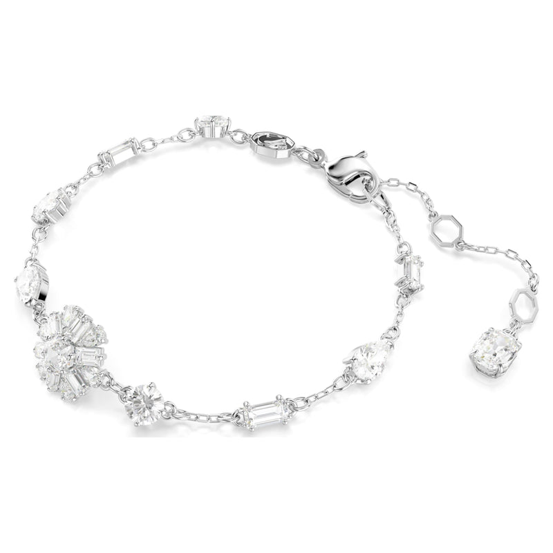 Pulsera Idyllia, Tallas mixtas, Copo de nieve, Blanca, Baño de rodio