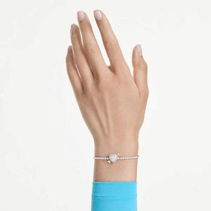 Pulsera Idyllia Tallas mixtas, Corazón con flecha, Blanca, Baño de rodio