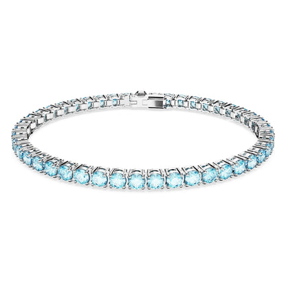 Pulsera Matrix Tennis Talla redonda, Azul, Baño de rodio