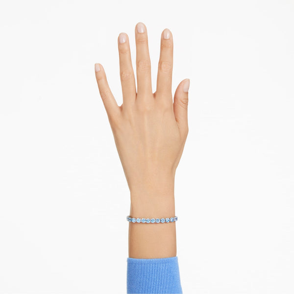 Pulsera Matrix Tennis Talla redonda, Azul, Baño de rodio