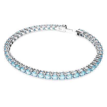 Pulsera Matrix Tennis Talla redonda, Azul, Baño de rodio