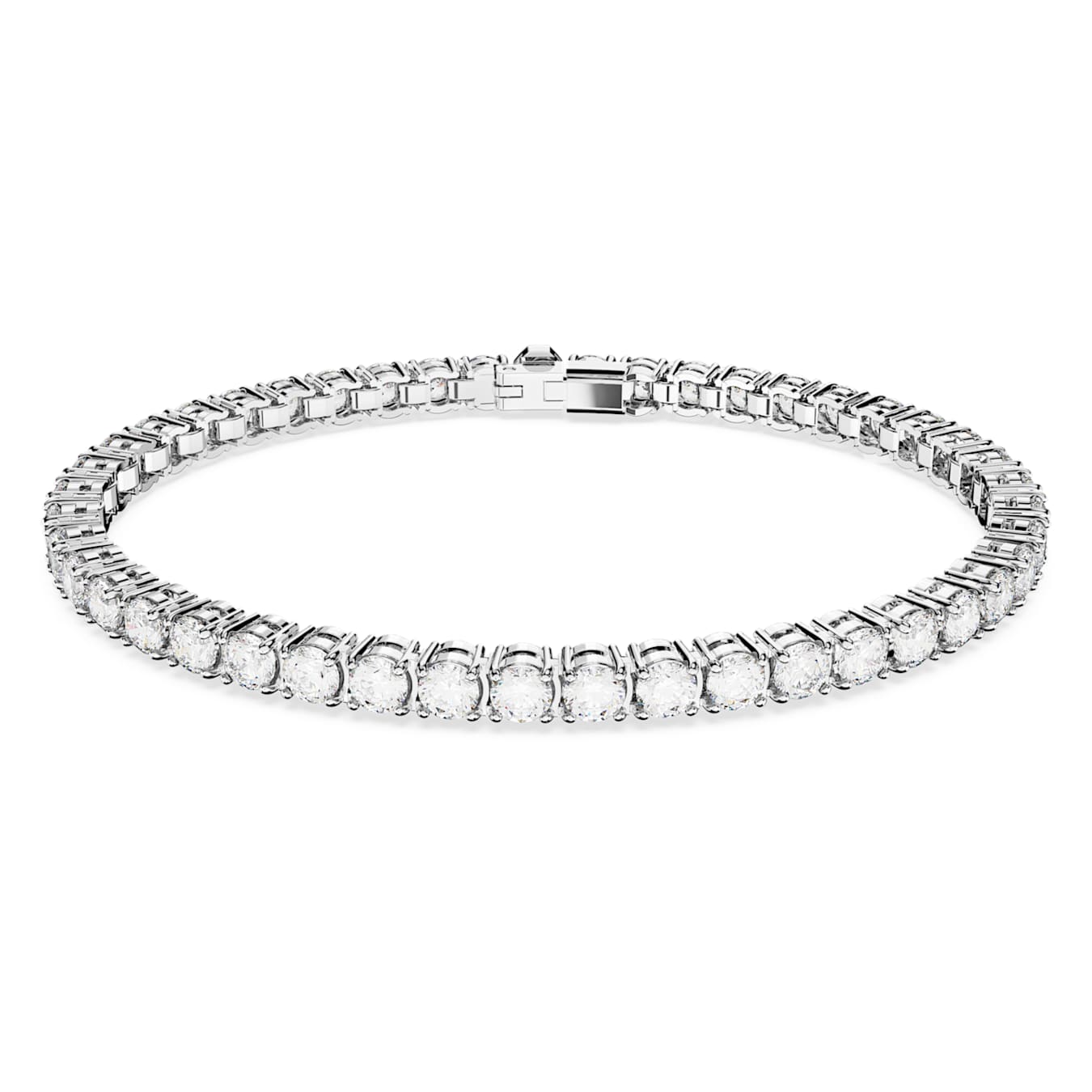 Pulsera Matrix Tennis Talla redonda, Blanca, Baño de rodio