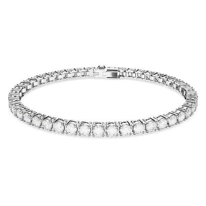 Pulsera Matrix Tennis Talla redonda, Blanca, Baño de rodio