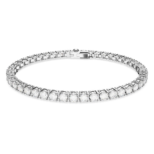 Pulsera Matrix Tennis Talla redonda, Blanca, Baño de rodio
