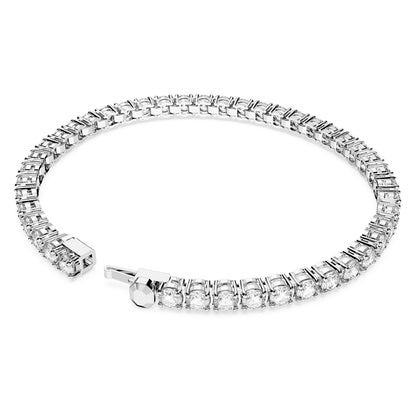 Pulsera Matrix Tennis Talla redonda, Blanca, Baño de rodio