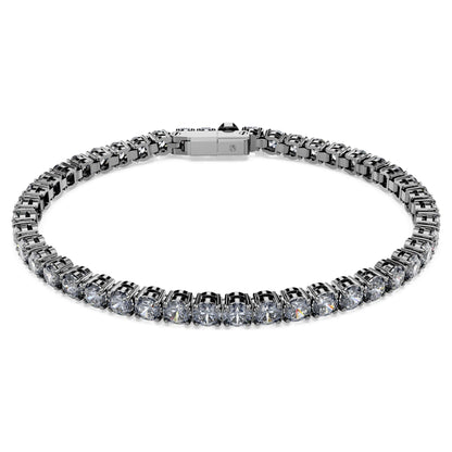 Pulsera Matrix Tennis, Talla redonda, Gris, Baño de rutenio