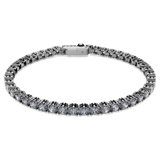 Pulsera Matrix Tennis, Talla redonda, Gris, Baño de rutenio