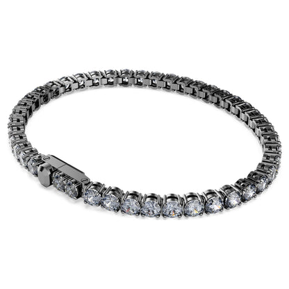 Pulsera Matrix Tennis, Talla redonda, Gris, Baño de rutenio