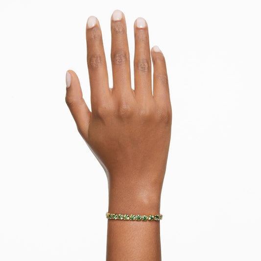 Pulsera Matrix Tennis Talla redonda, Mediana, Verde, Baño tono oro