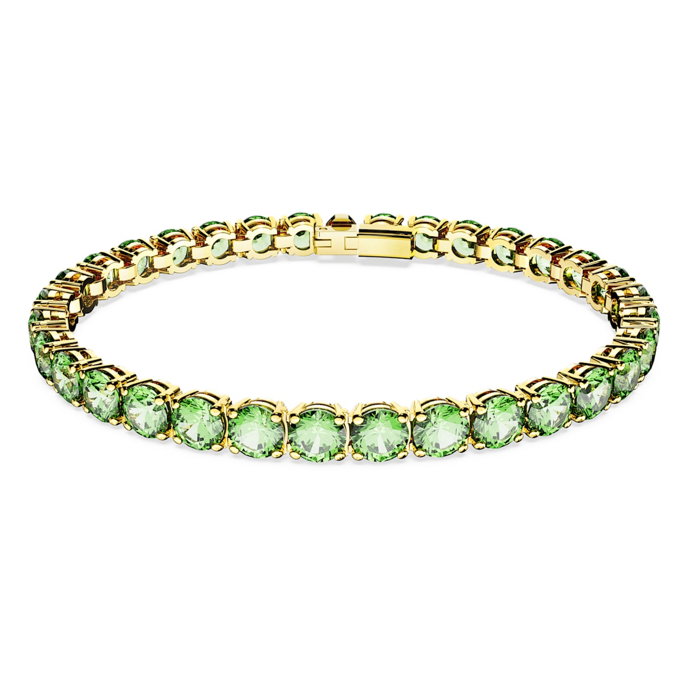 Pulsera Matrix Tennis Talla redonda, Mediana, Verde, Baño tono oro