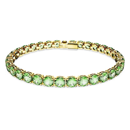 Pulsera Matrix Tennis Talla redonda, Mediana, Verde, Baño tono oro