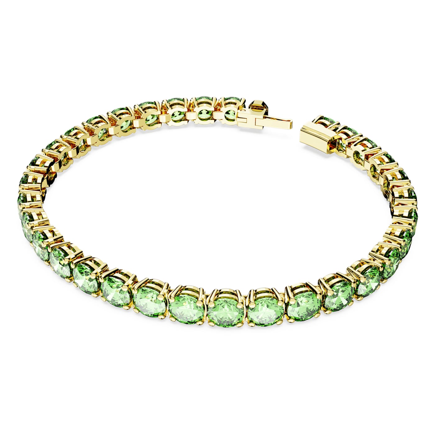 Pulsera Matrix Tennis Talla redonda, Mediana, Verde, Baño tono oro