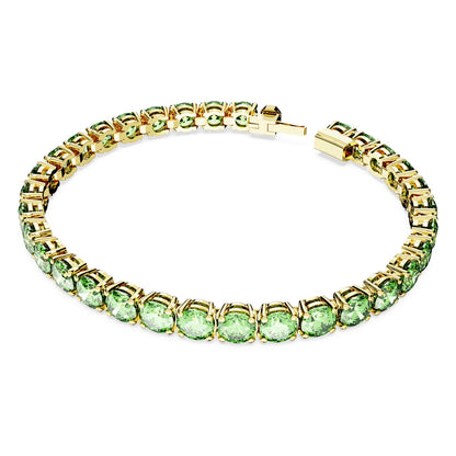 Pulsera Matrix Tennis Talla redonda, Mediana, Verde, Baño tono oro