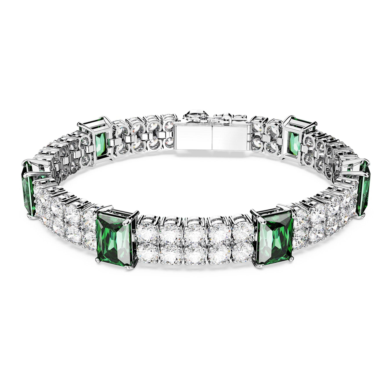 Pulsera Matrix Tennis Tallas mixtas, Verde, Baño de rodio