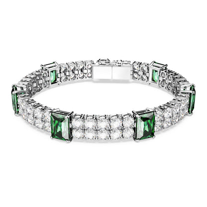 Pulsera Matrix Tennis Tallas mixtas, Verde, Baño de rodio