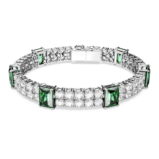 Pulsera Matrix Tennis Tallas mixtas, Verde, Baño de rodio