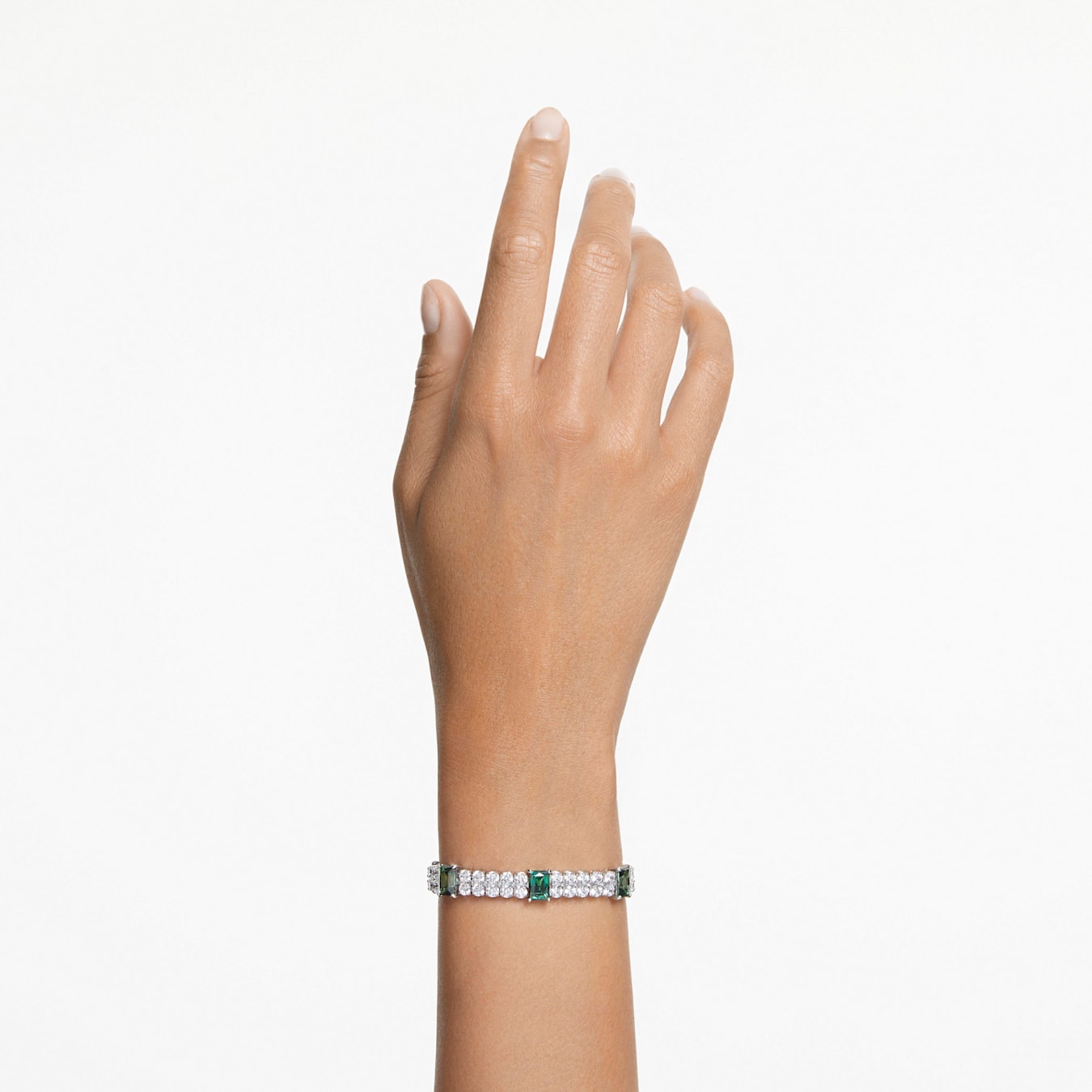 Pulsera Matrix Tennis Tallas mixtas, Verde, Baño de rodio