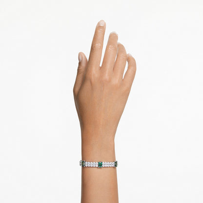 Pulsera Matrix Tennis Tallas mixtas, Verde, Baño de rodio