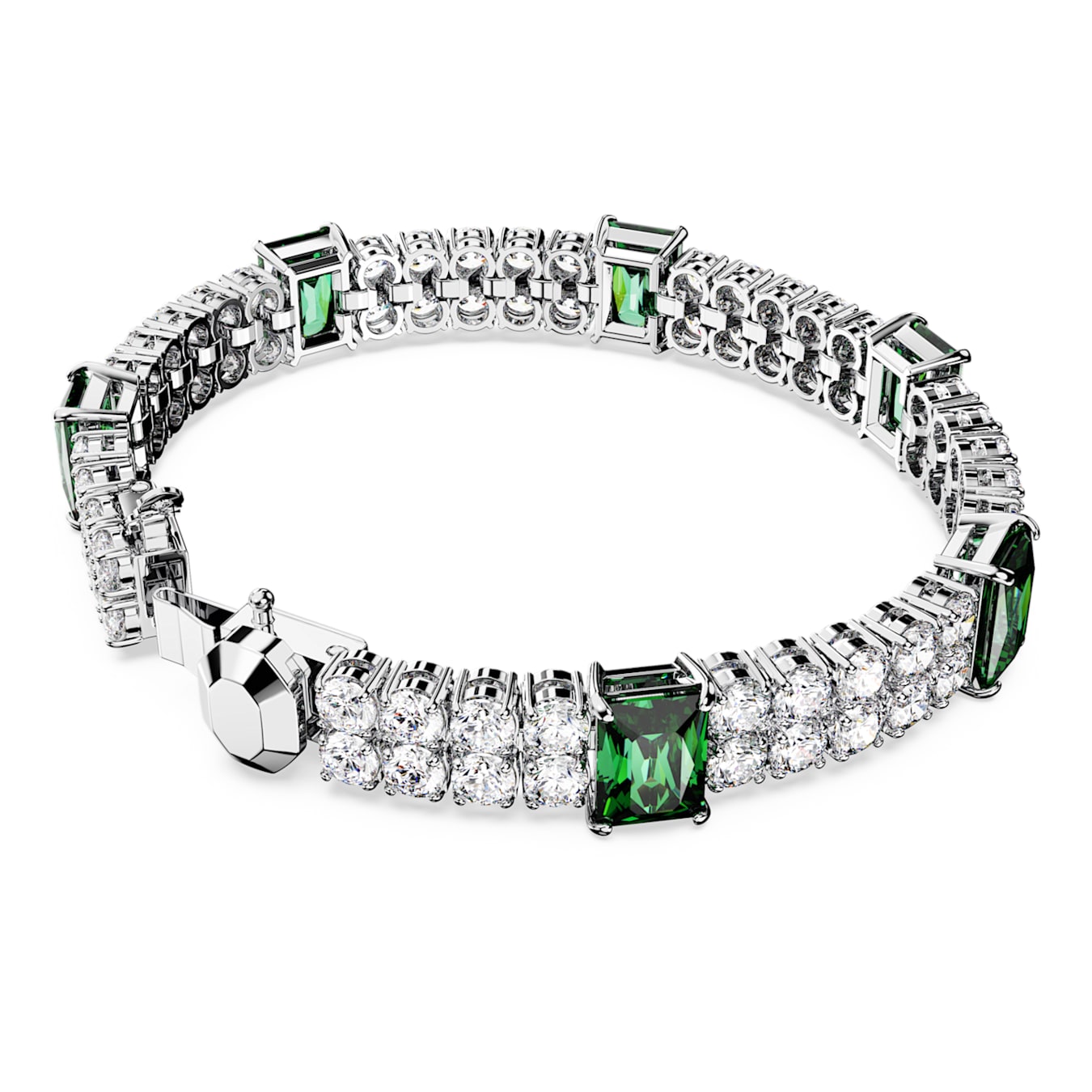 Pulsera Matrix Tennis Tallas mixtas, Verde, Baño de rodio