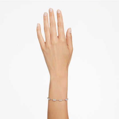Pulsera Mesmera, Tallas mixtas, Diseño distribuido, Blanca, Baño de rodio
