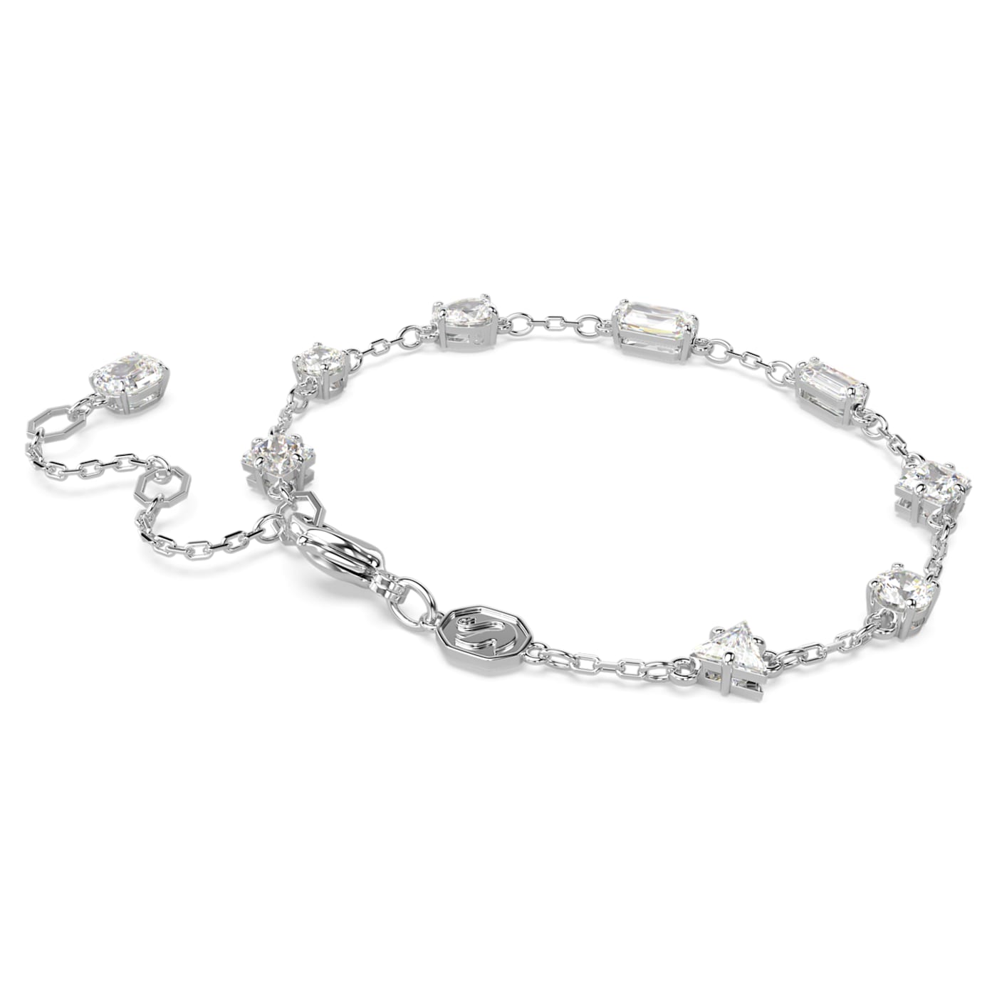Pulsera Mesmera, Tallas mixtas, Diseño distribuido, Blanca, Baño de rodio