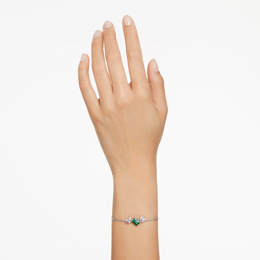 Pulsera Mesmera, Tallas mixtas, Verde, Baño de rodio