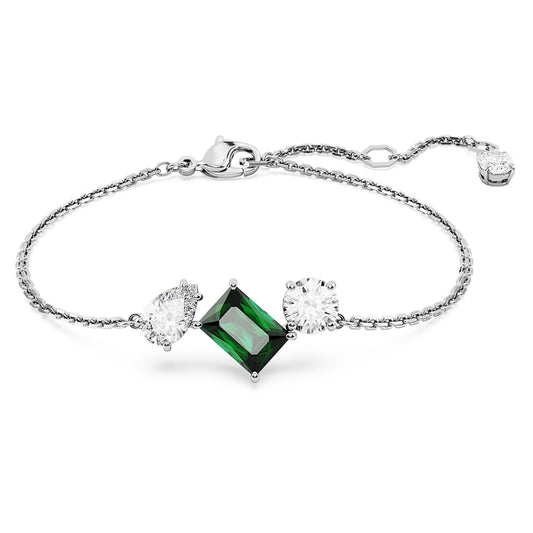 Pulsera Mesmera, Tallas mixtas, Verde, Baño de rodio
