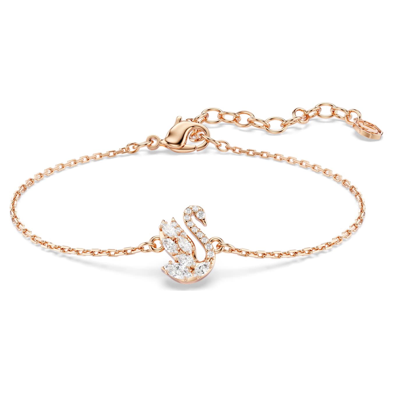 Pulsera Swan Tallas mixtas, Cisne, Blanca, Baño tono oro rosa